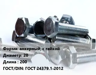 Болт анкерный, с гайкой 20х200 ГОСТ 24379.1-2012